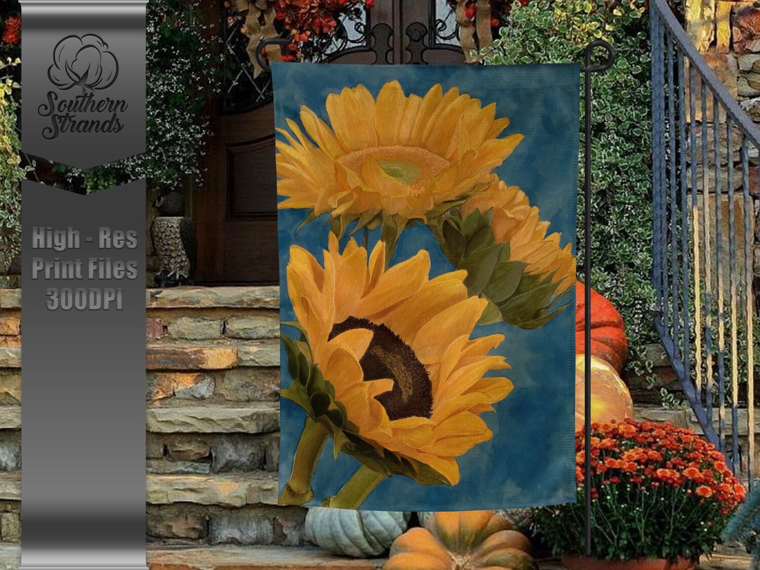 Painted Sunflower - Garden Flag - | 12x18 | DIGITAL DESIGN