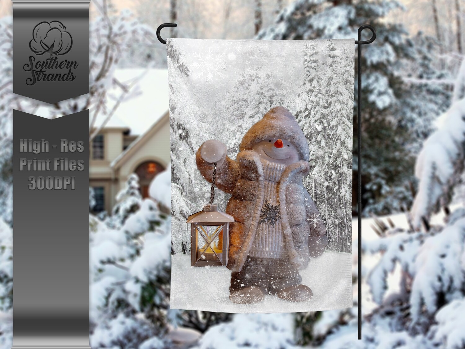 Snowy Days Lantern - Garden Flag - | 12x18 | DIGITAL DESIGN