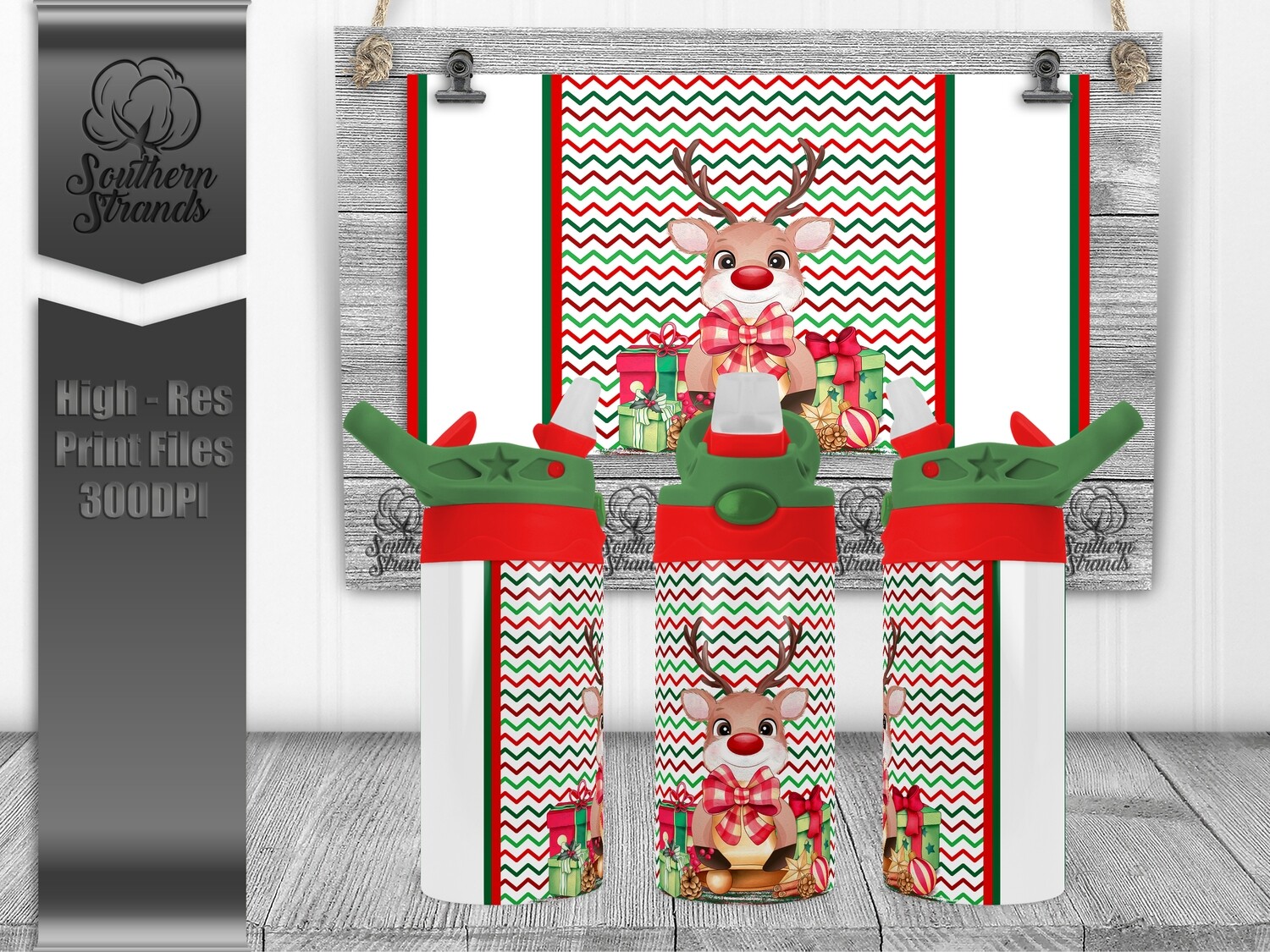 Reindeer Christmas Bell Flip Sippy | DIGITAL DESIGN