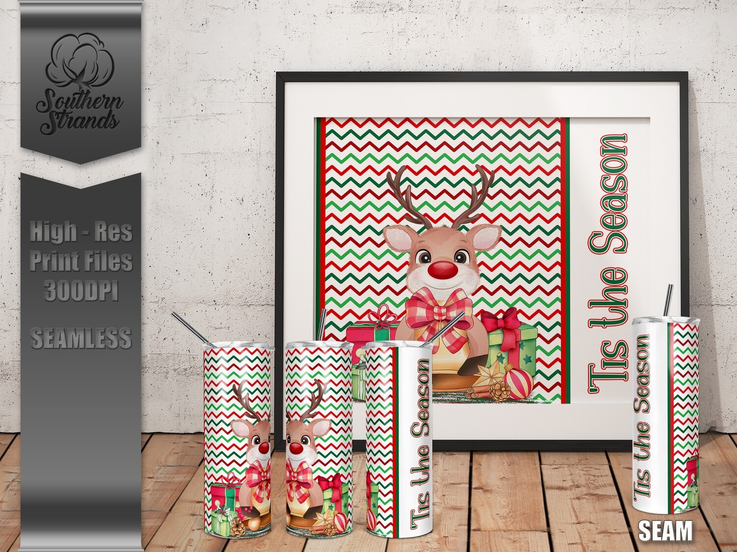 Reindeer Christmas Bell Tumbler - Tis The Season  | DIGITAL DESIGN