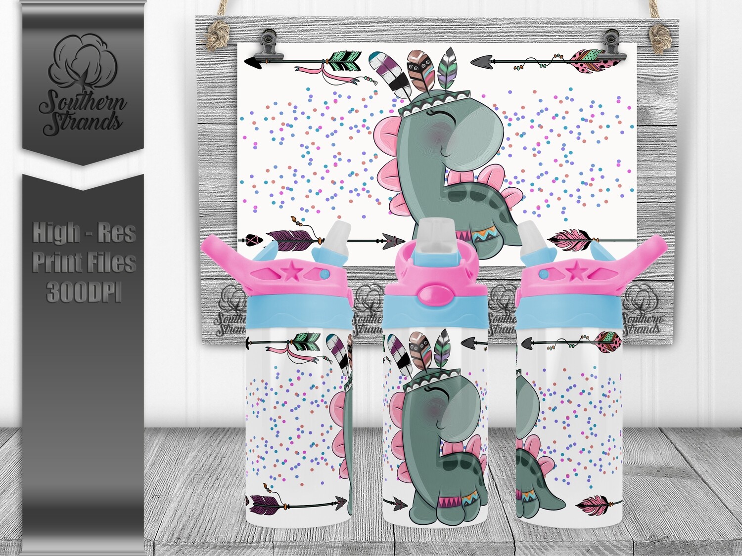 AAP EXCLUSIVE | BoHo Dino Girl Kids Flip Sippy |  DIGITAL DESIGN