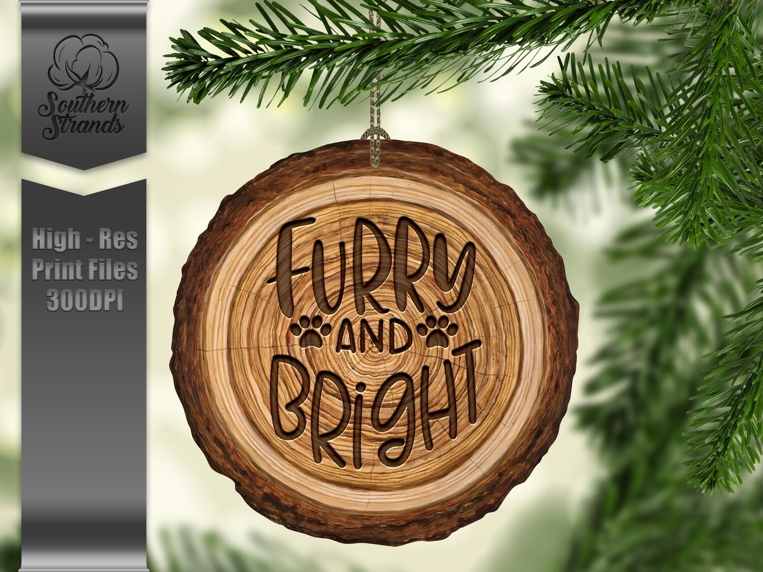Wood Slice Furry and Bright + One Blank - add your own personalization | DIGITAL DESIGN