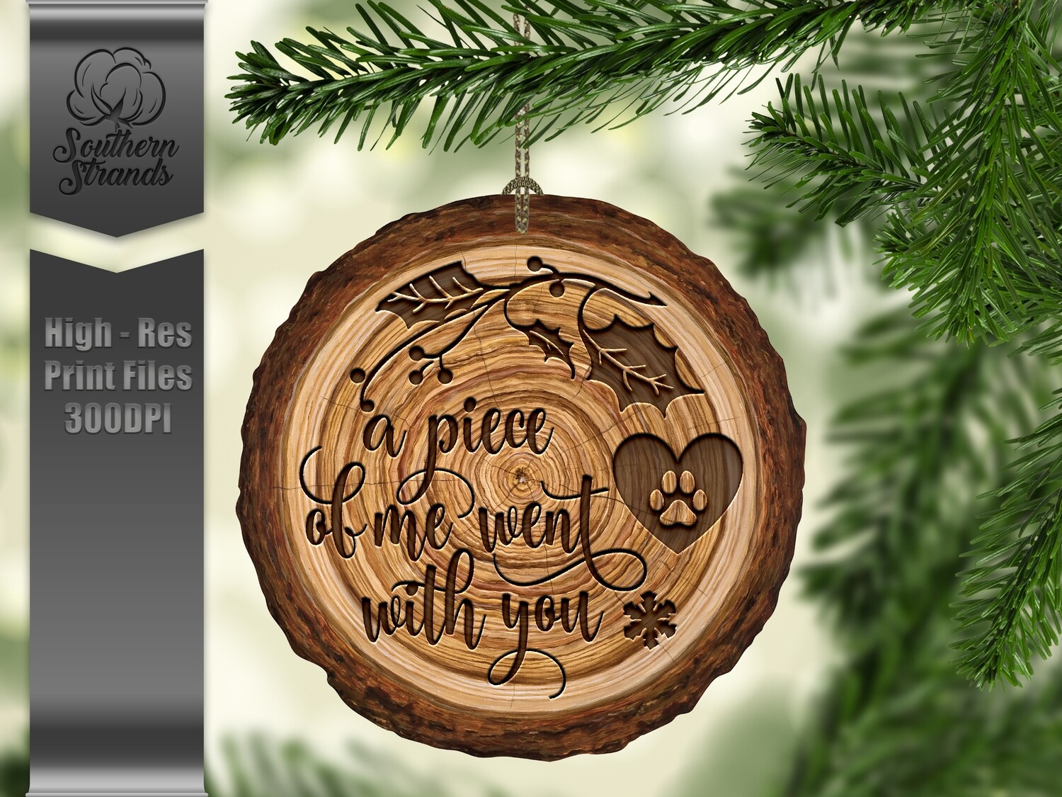 Wood Slice A Piece of Me Went With You + One Blank - add your own personalization | DIGITAL DESIGN
