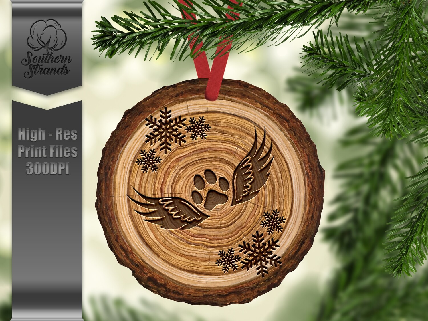 Wood Slice Paw with Angel Wings + One Blank - add your own personalization | DIGITAL DESIGN
