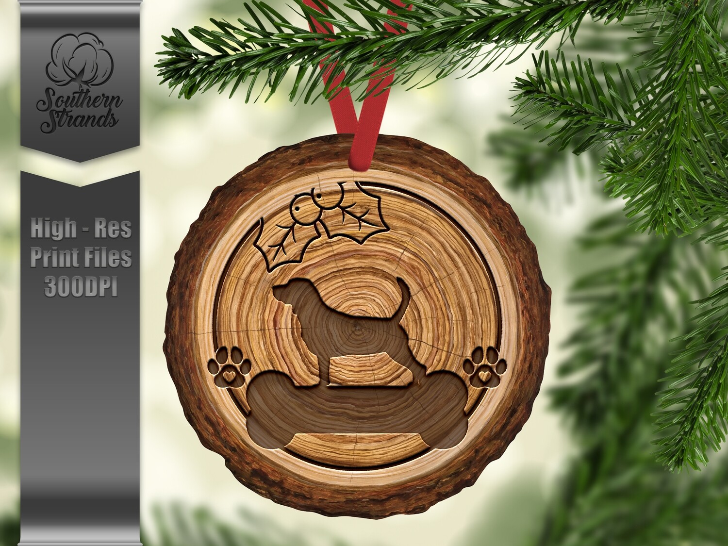Wood Slice Dog Ornament - Beagle  + One Blank - add your own personalization | DIGITAL DESIGN