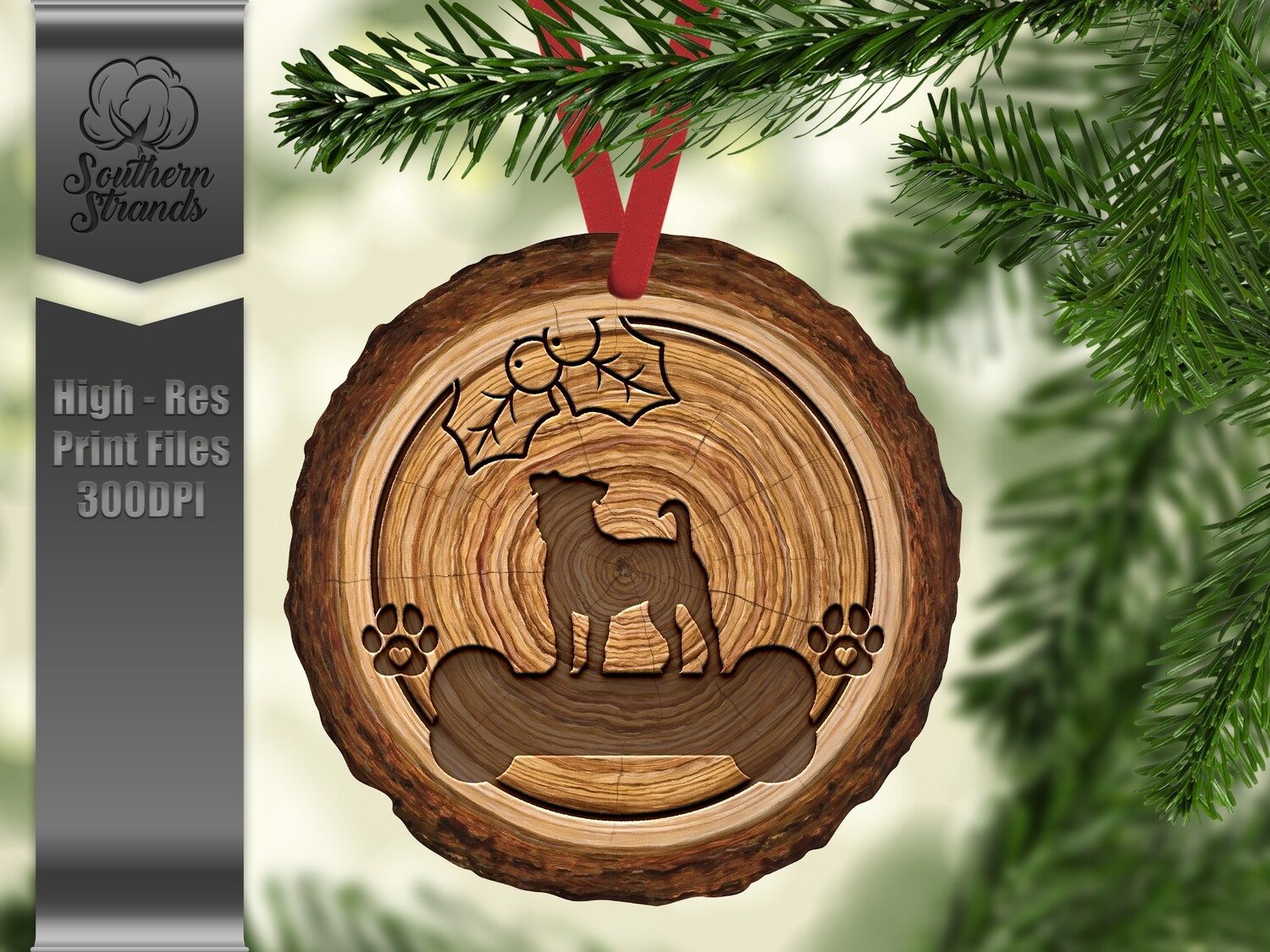 Wood Slice Dog Ornament - Jack Russell Terrier + One Blank - add your own personalization | DIGITAL DESIGN