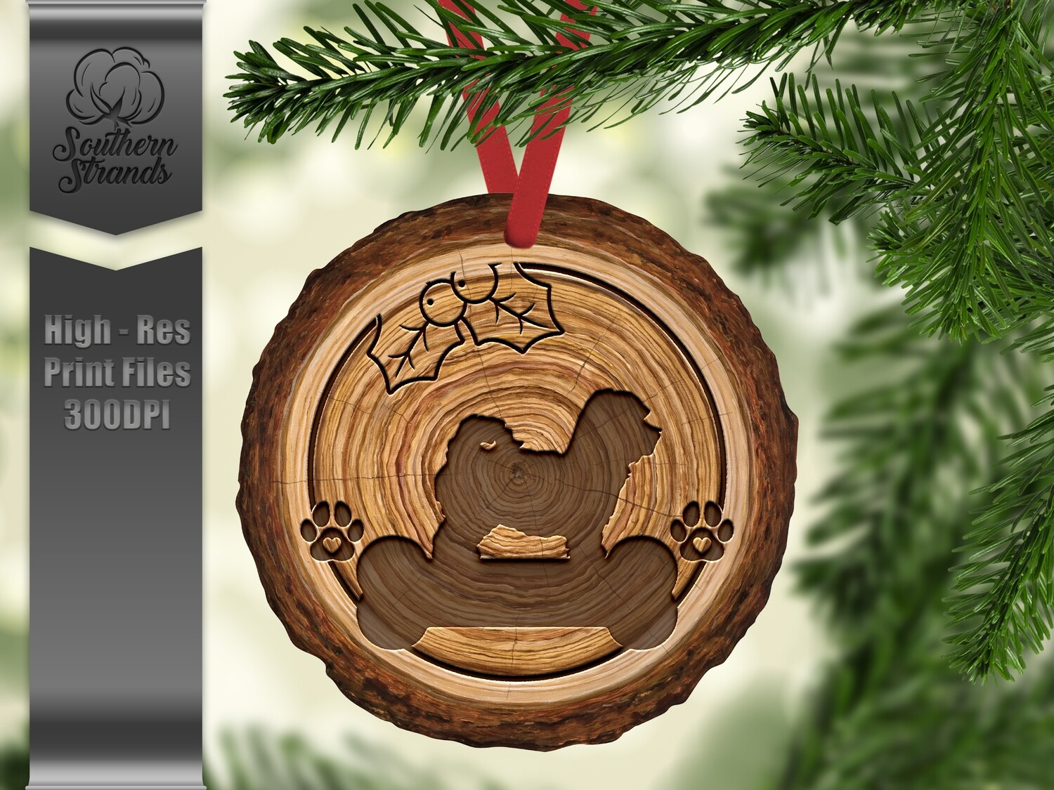 Wood Slice Dog Ornament - MaltiPoo + One Blank - add your own personalization | DIGITAL DESIGN