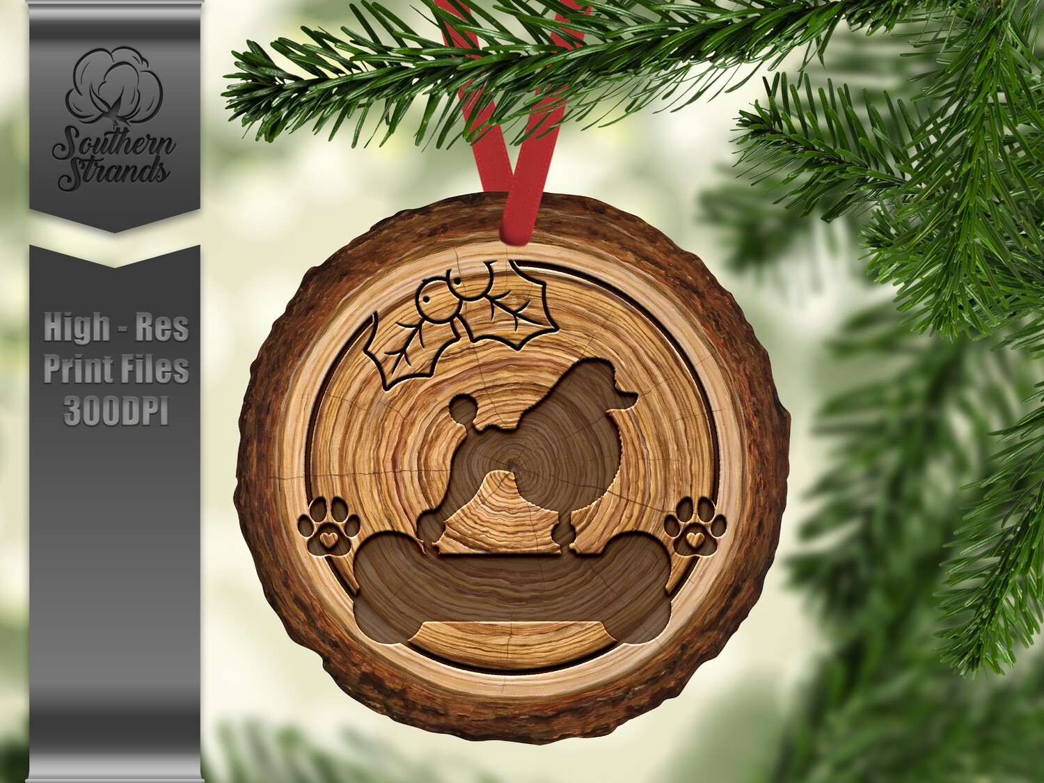 Wood Slice Dog Ornament - Standard Poodle+ One Blank - add your own personalization | DIGITAL DESIGN