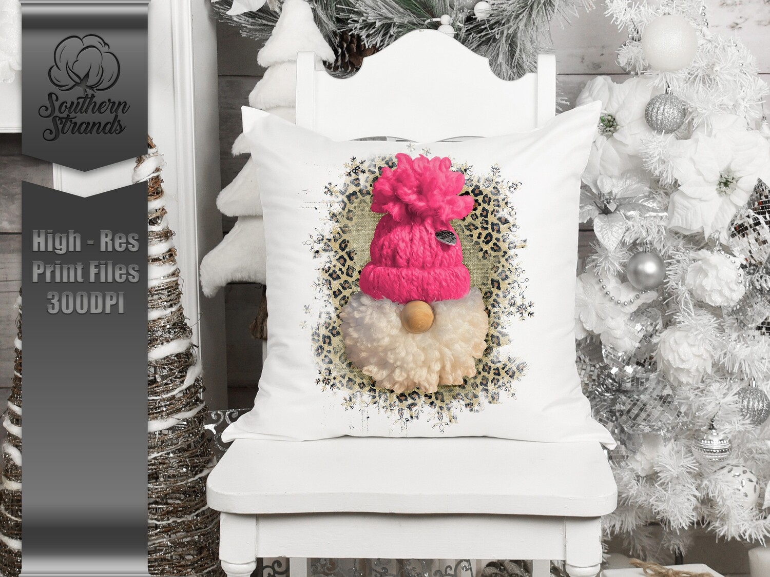 Puff Gnome - Leopard and Bright Pink |  DIGITAL DESIGN