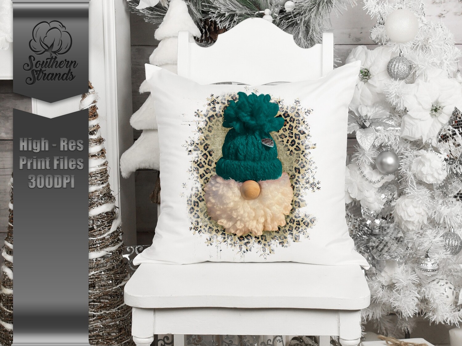 Puff Gnome - Leopard and Teal |  DIGITAL DESIGN