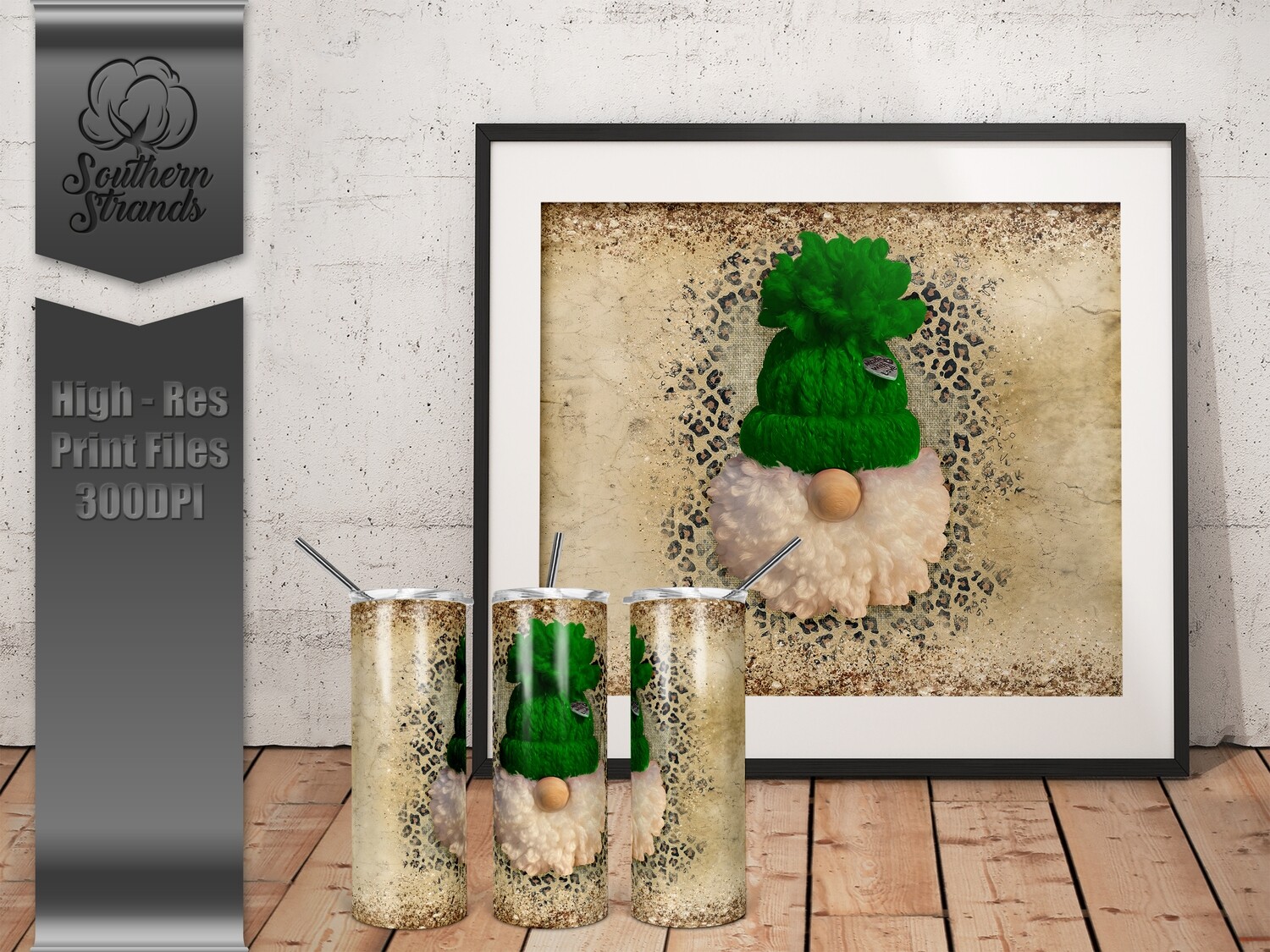 Puff Gnome 20oz Tumbler Leopard and Green | DIGITAL DESIGN