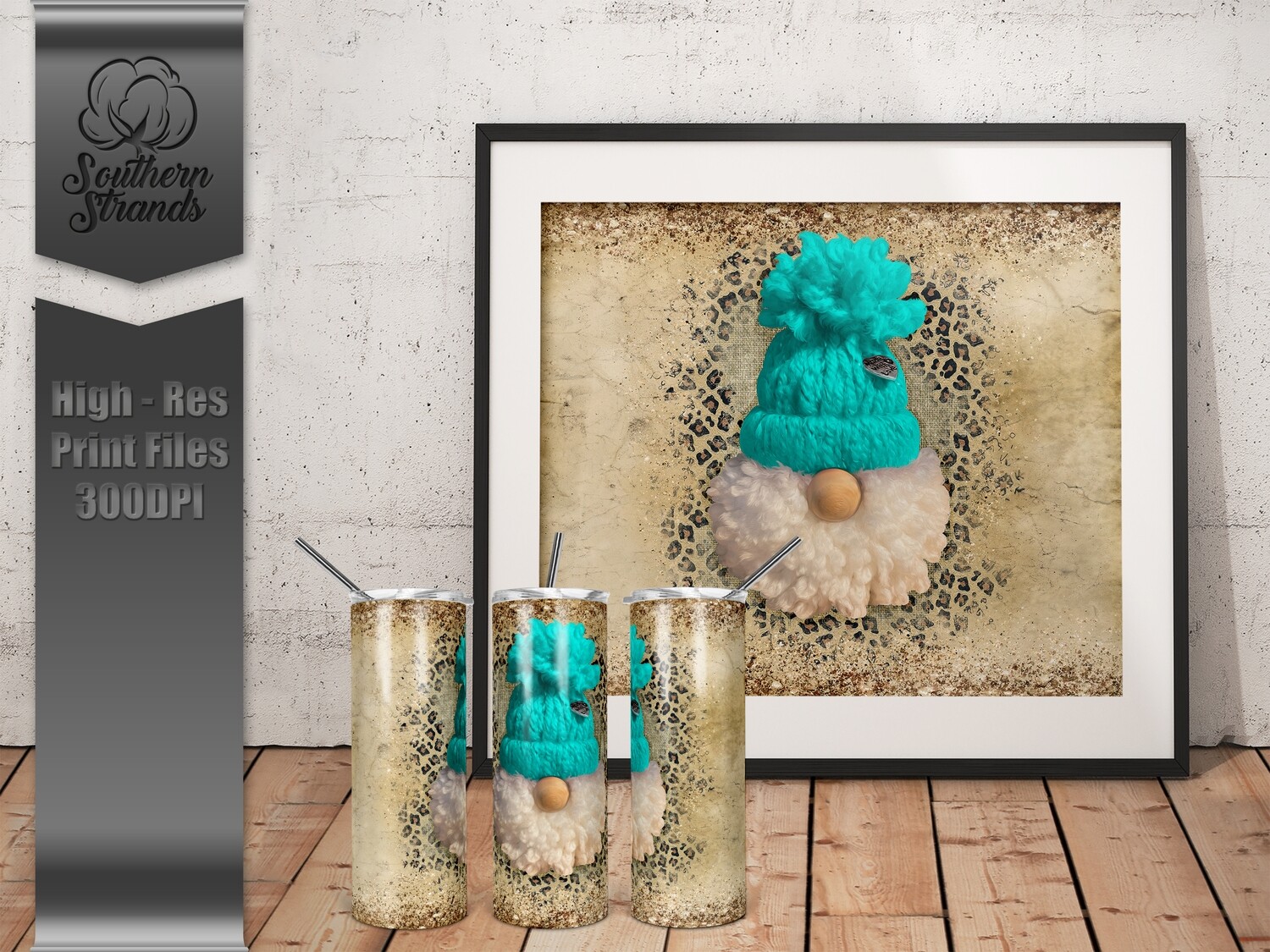 Puff Gnome 20oz Tumbler Leopard and Lagoon | DIGITAL DESIGN