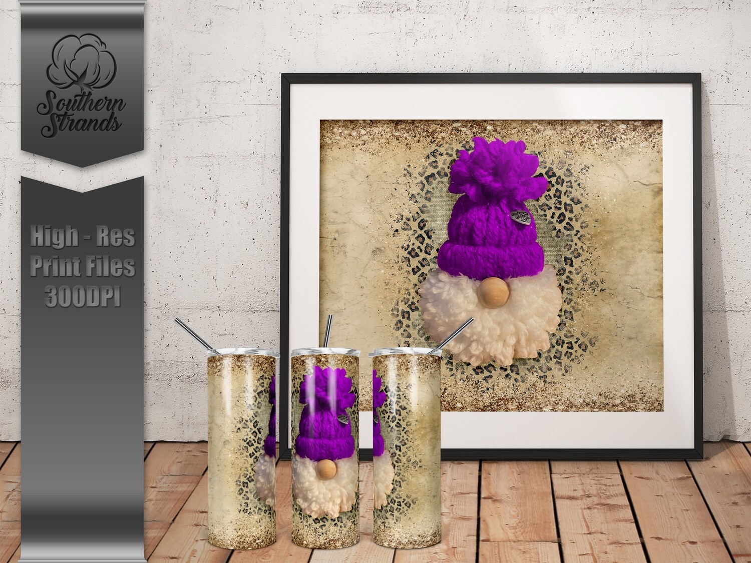 Puff Gnome 20oz Tumbler Leopard and Purple | DIGITAL DESIGN