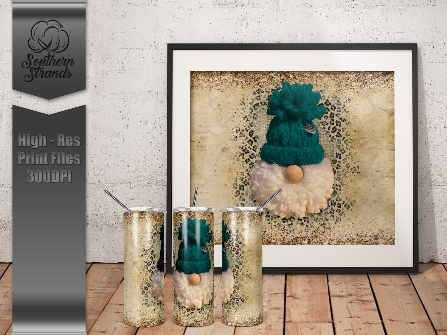 Puff Gnome 20oz Tumbler Leopard and Teal | DIGITAL DESIGN