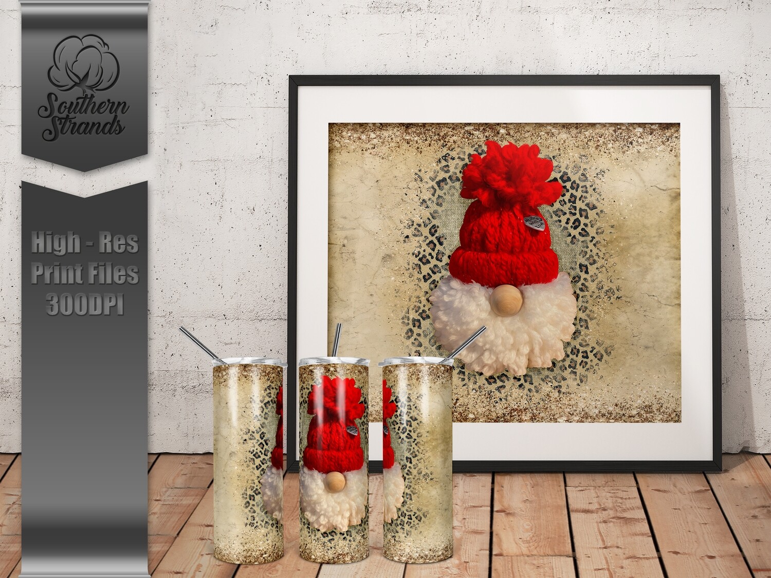 Puff Gnome 20oz Tumbler Leopard and Red | DIGITAL DESIGN