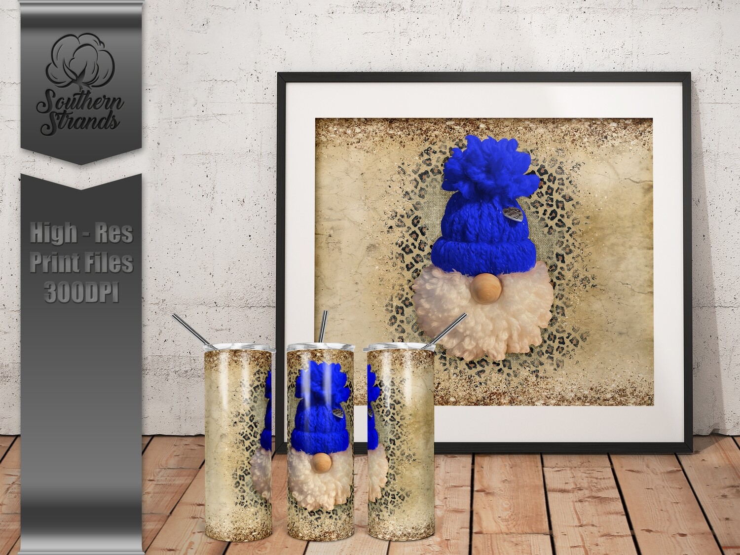 Puff Gnome 20oz Tumbler Leopard and Royal | DIGITAL DESIGN