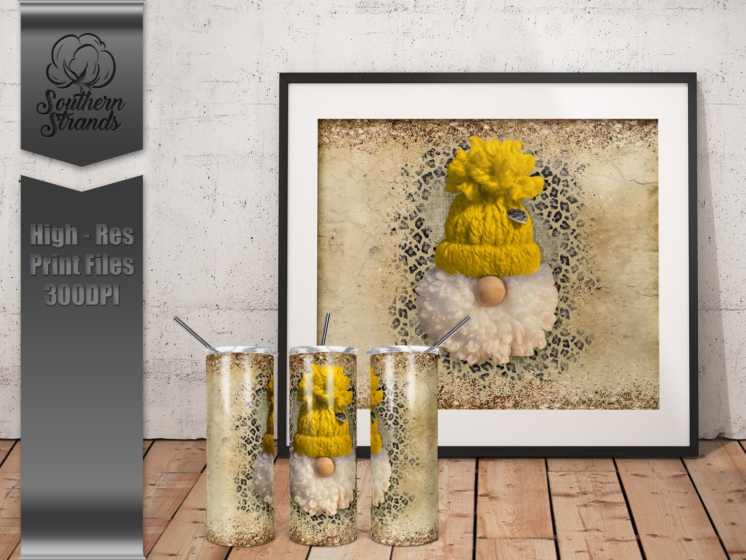 Puff Gnome 20oz Tumbler Leopard and Yellow | DIGITAL DESIGN