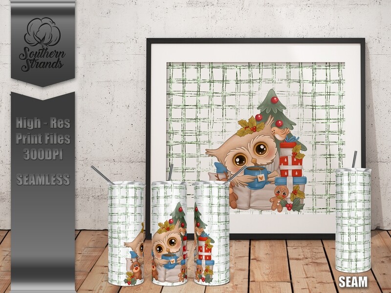 AAP EXCLUSIVE - Owl Be Home For Christmas 20oz Tumbler  | SEAMLESS | DIGITAL DESIGN