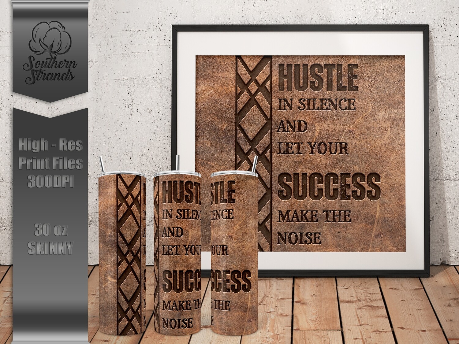 Hustle Success 30oz Skinny Tumbler | DIGITAL DESIGN