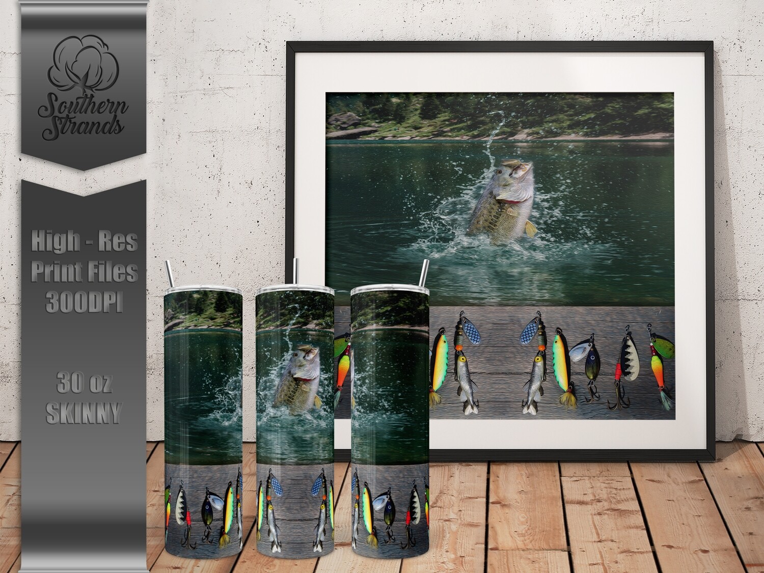 Large Mouth Bass 30oz Skinny Tumbler | DIGITAL DESIGN