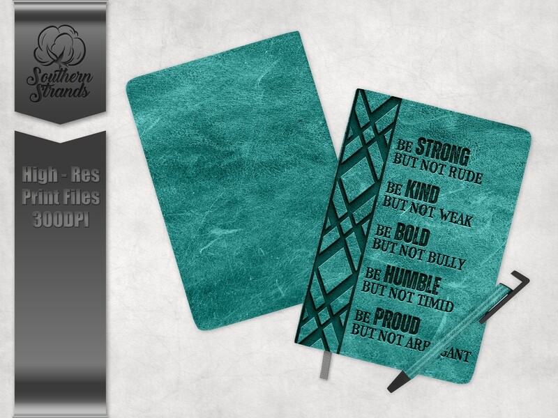 Womens Journal Teal - Strong Kind Bold Humble Proud Full Wrap Journal and Pen Set | 3 sizes