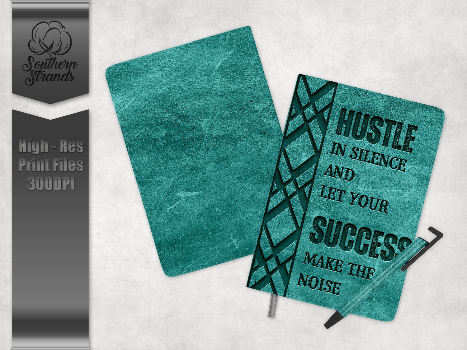 Womens Journals Teal - Hustle Success Full Wrap Journal and Pen Set | 3 sizes