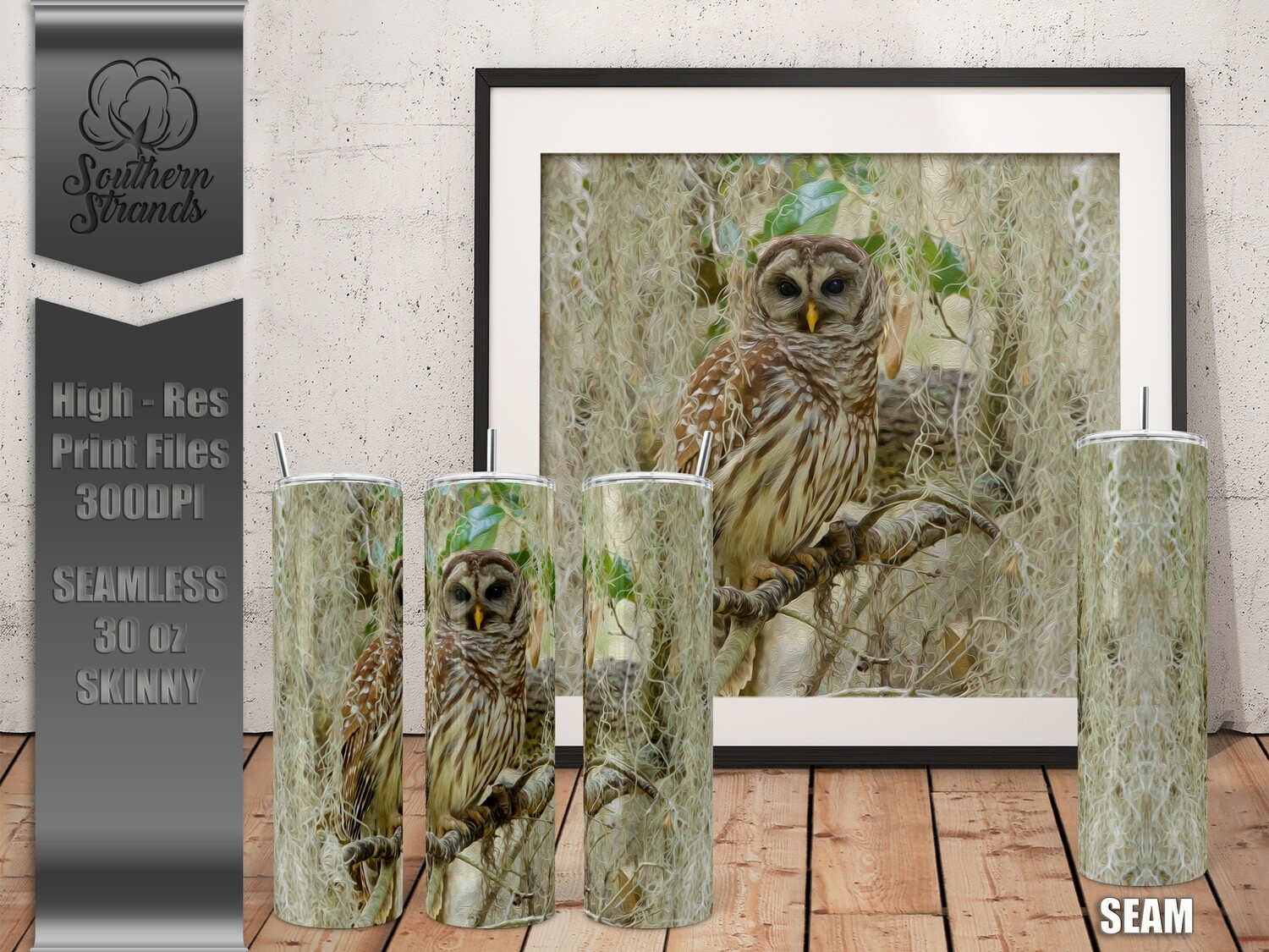 Mossy Owl 30oz Skinny Tumbler | DIGITAL DESIGN