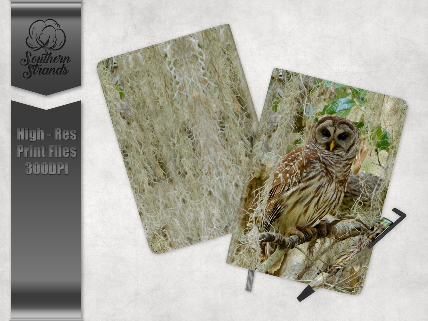 Mossy Owl Full Wrap Journal and Pen Set | 3 sizes