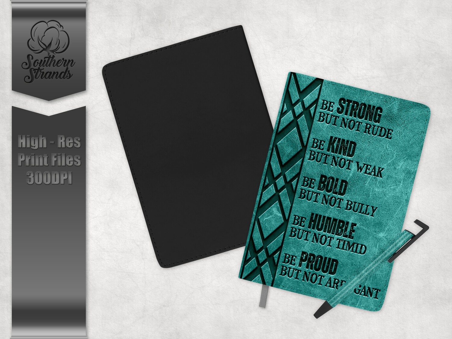 Womens Journal Teal - Strong, Kind, Bold, Humble, Proud - Journal and Pen Set | Single Sided