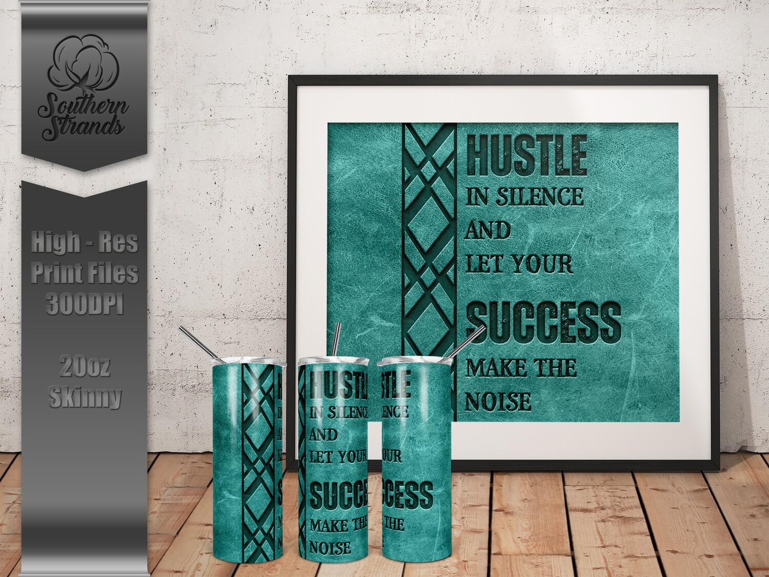 Hustle Success 20oz Tumbler - Teal | DIGITAL DESIGN