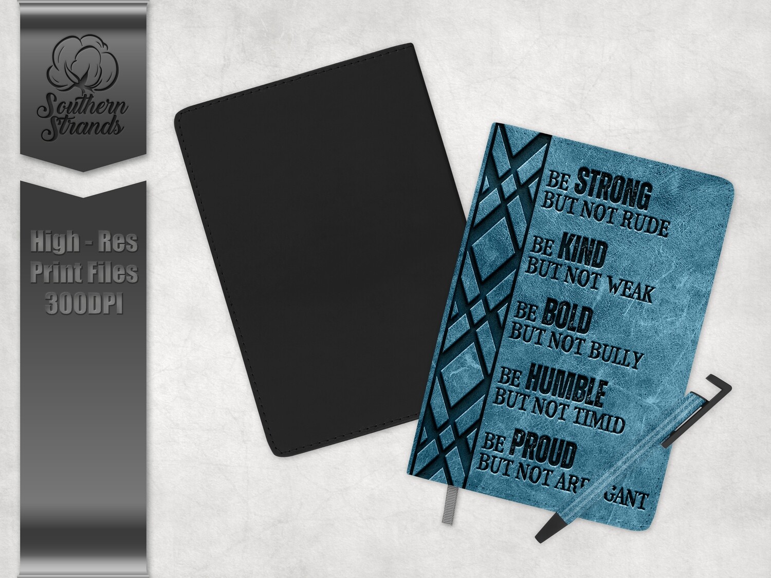 Womens Journal Blue - Strong, Kind, Bold, Humble, Proud - Journal and Pen Set | Single Sided