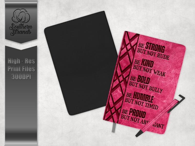 Womens Journal Pink - Strong, Kind, Bold, Humble, Proud - Journal and Pen Set | Single Sided