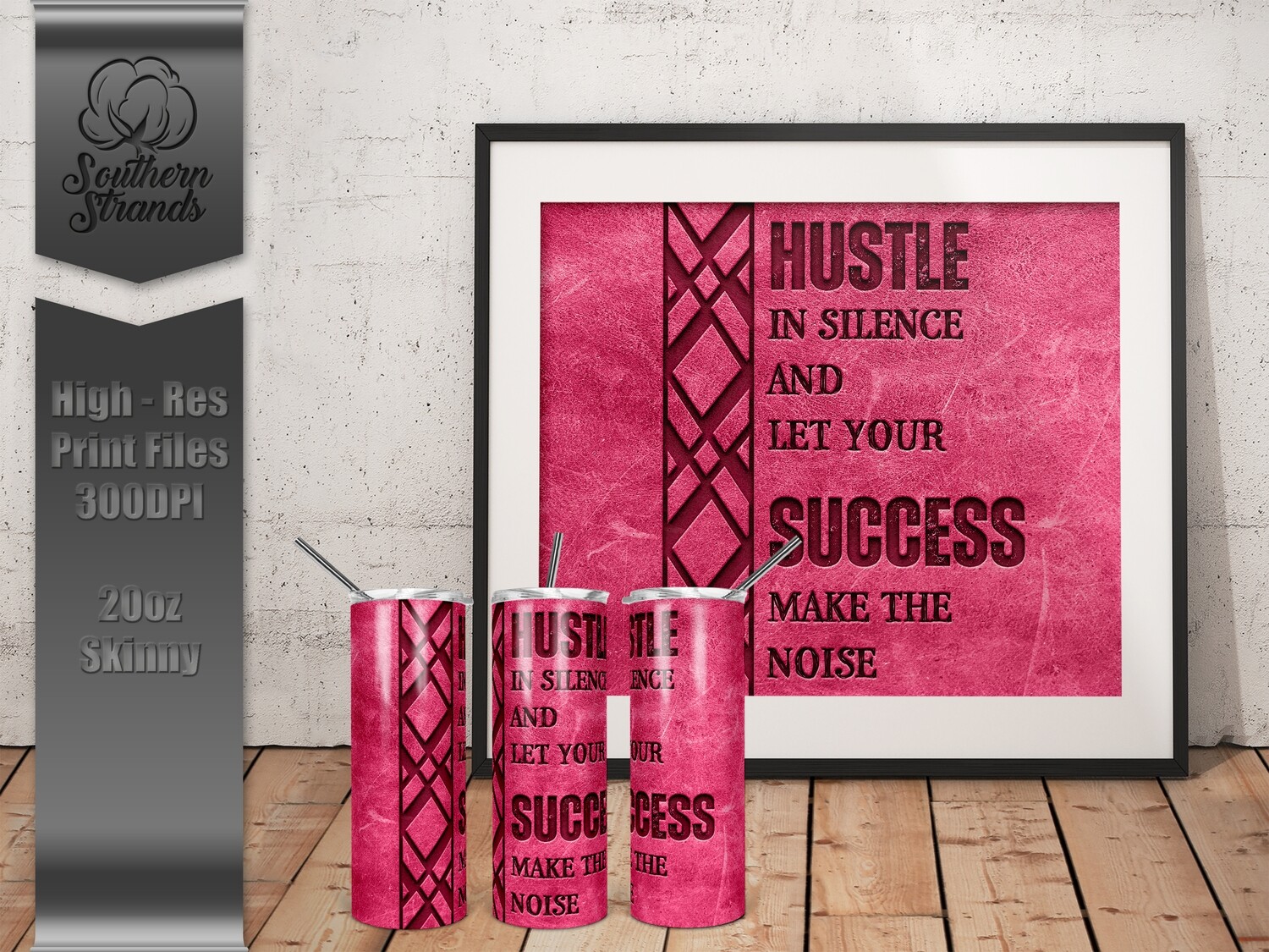Hustle Success 20oz Tumbler - Pink | DIGITAL DESIGN