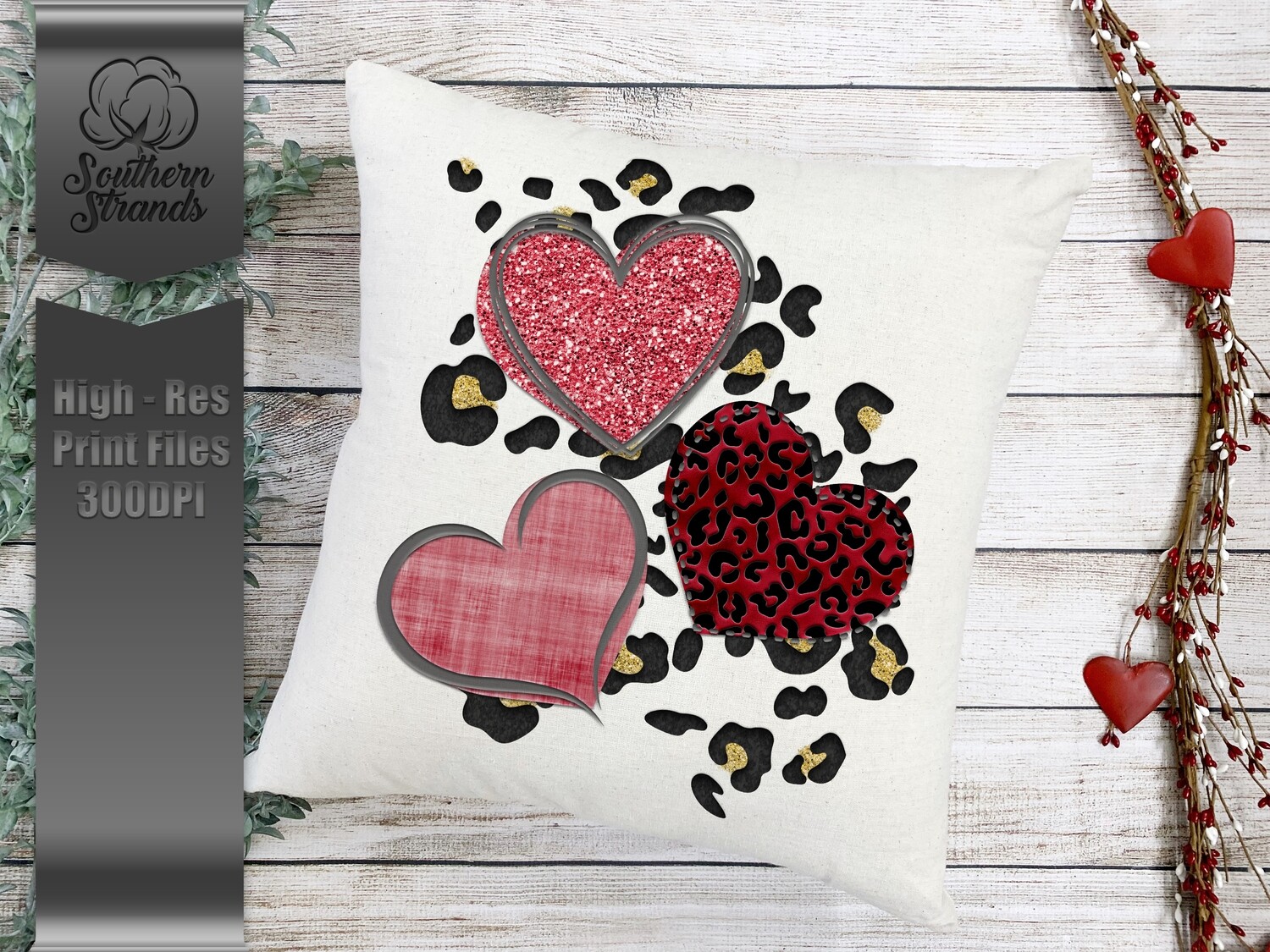 Layered Leopard Hearts - Red |  DIGITAL DESIGN
