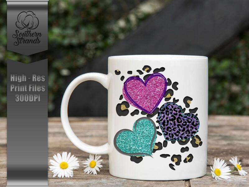 Layered Leopard Hearts - Colorful |  DIGITAL DESIGN