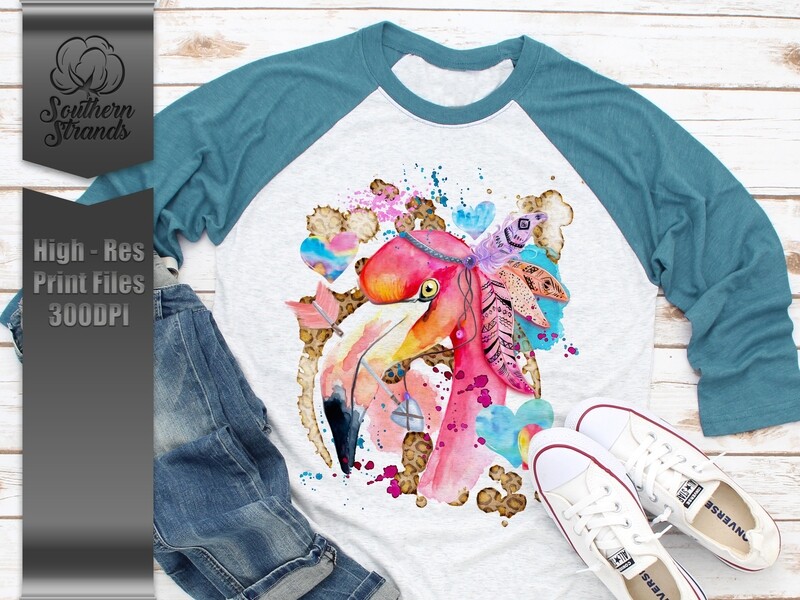 Watercolor Flamingo Valentine |  DIGITAL DESIGN