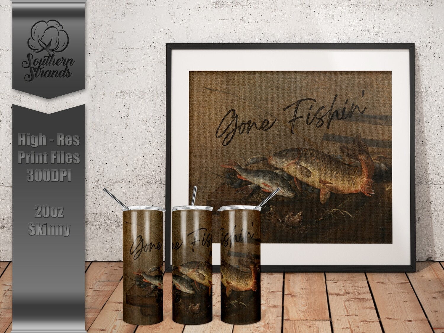 Rustic Fishin&#39; 20 oz Tumbler - Gone Fishin&#39; |  DIGITAL DESIGN