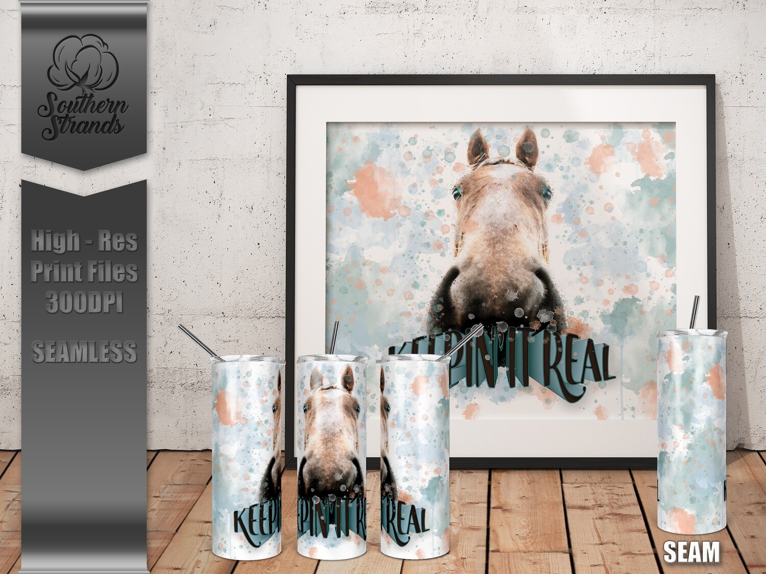 Keepin&#39; It Real - Watercolor Horse Tumbler 20oz | SEAMLESS |  DIGITAL DESIGN