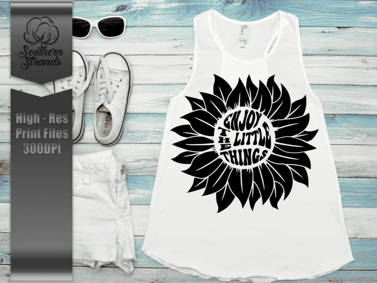 Enjoy The Little Things Sunflower - One Color - Black |  DIGITAL DESIGN