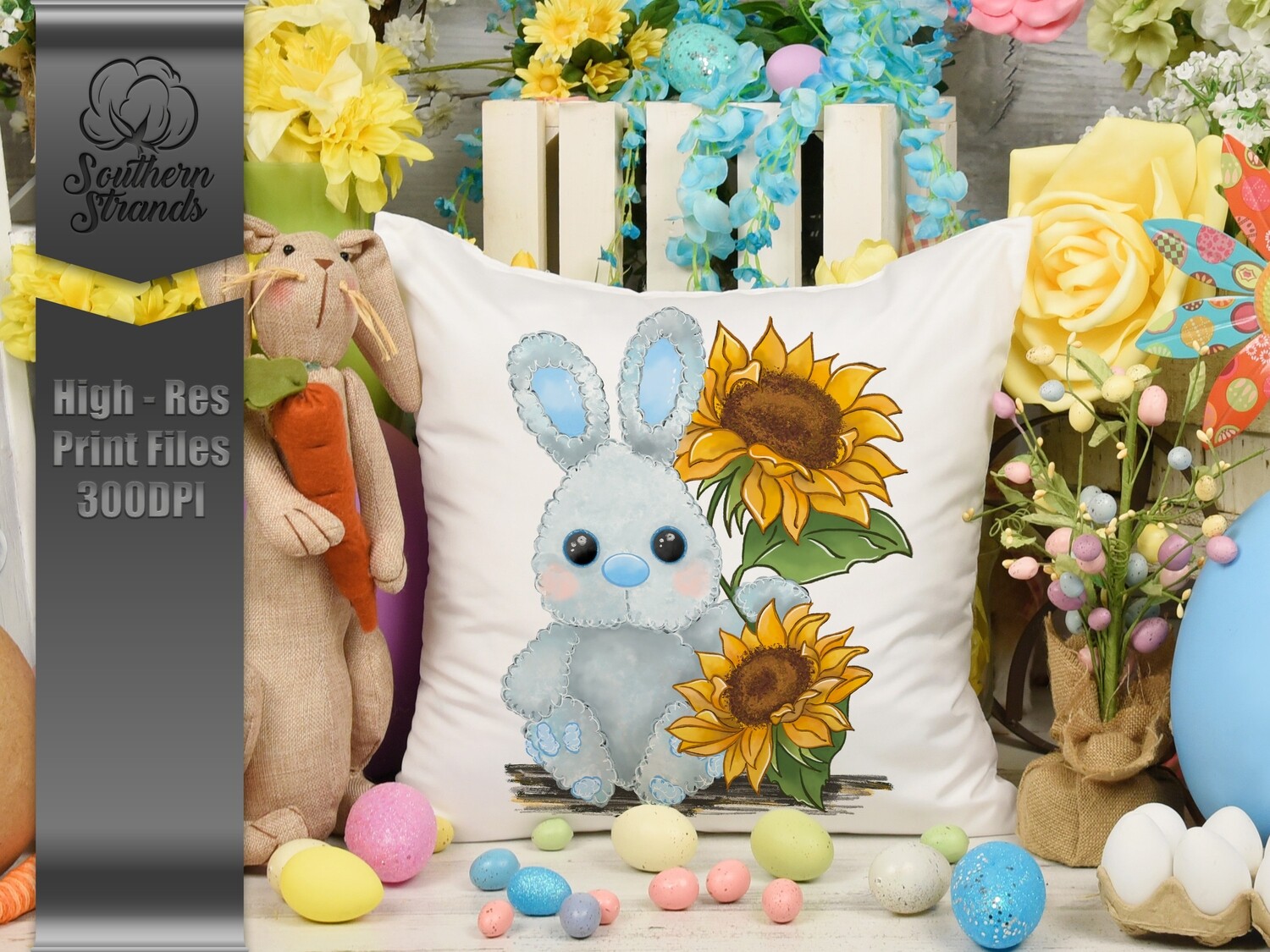 Sunflowers Blue Bunny |  DIGITAL DESIGN
