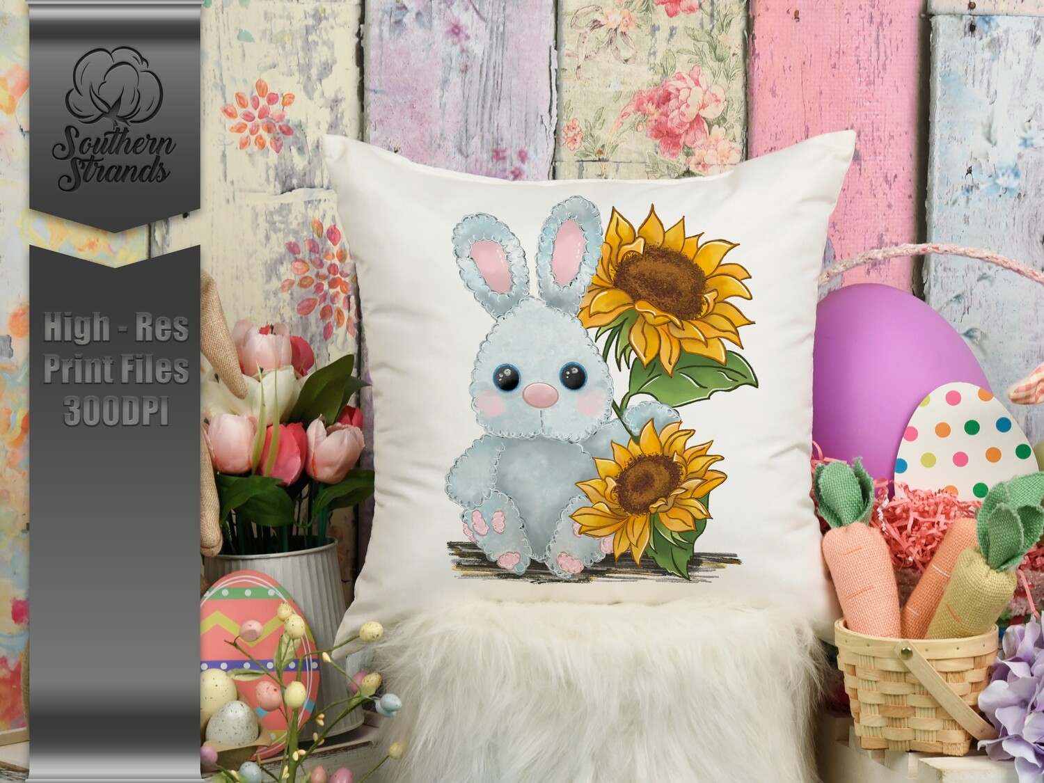 Sunflowers Pink Bunny |  DIGITAL DESIGN