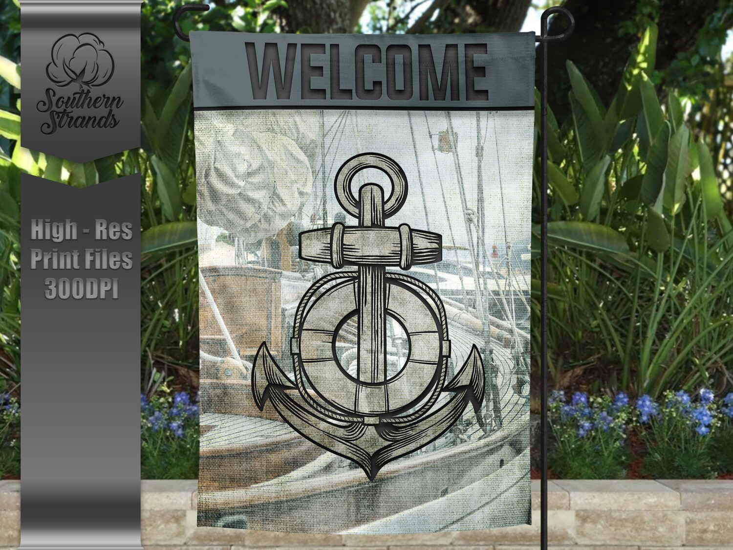 WELCOME - Anchor Garden Flag |  DIGITAL DESIGN