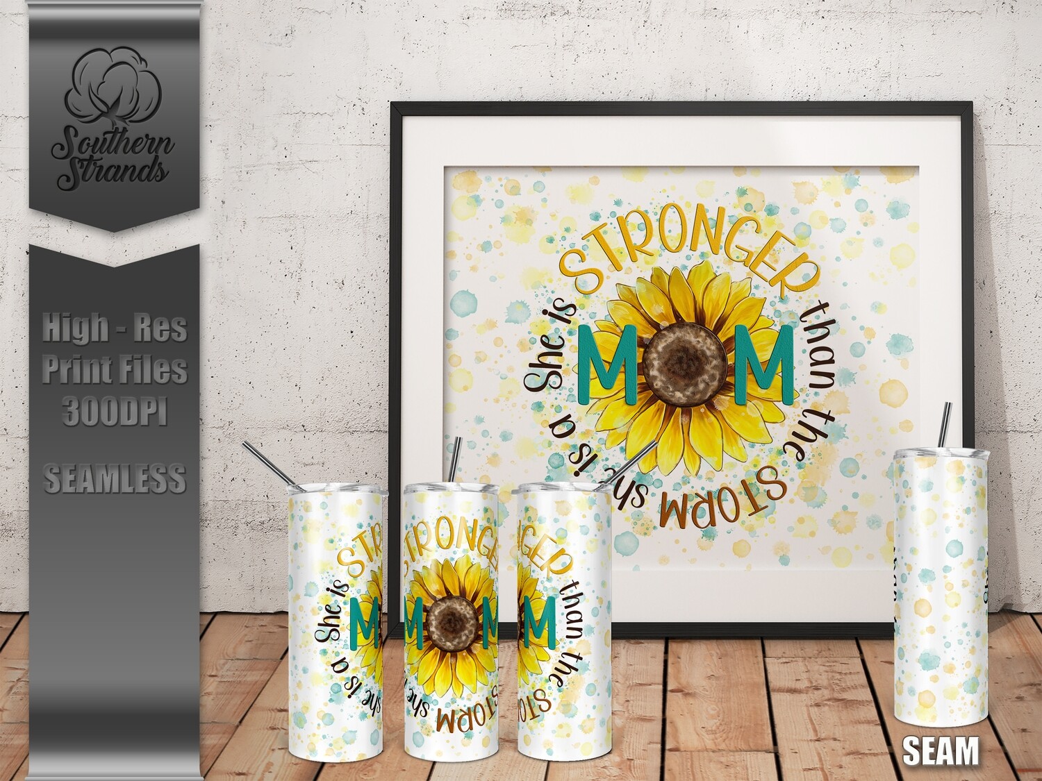 Stronger Than The Storm - Mom - Tumbler 20oz | SEAMLESS |  DIGITAL DESIGN