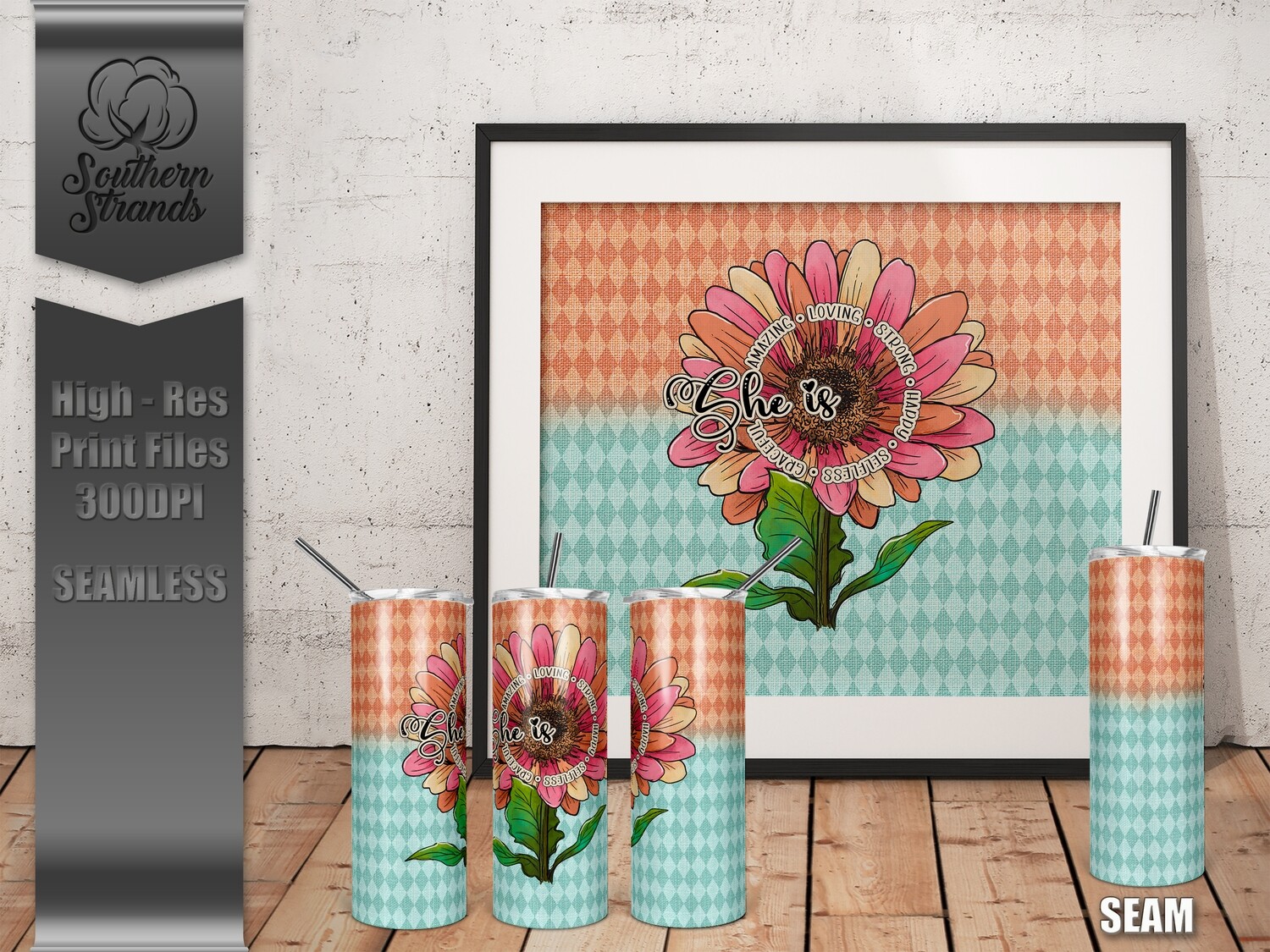 She Is - Tumbler 20oz | SEAMLESS |  DIGITAL DESIGN