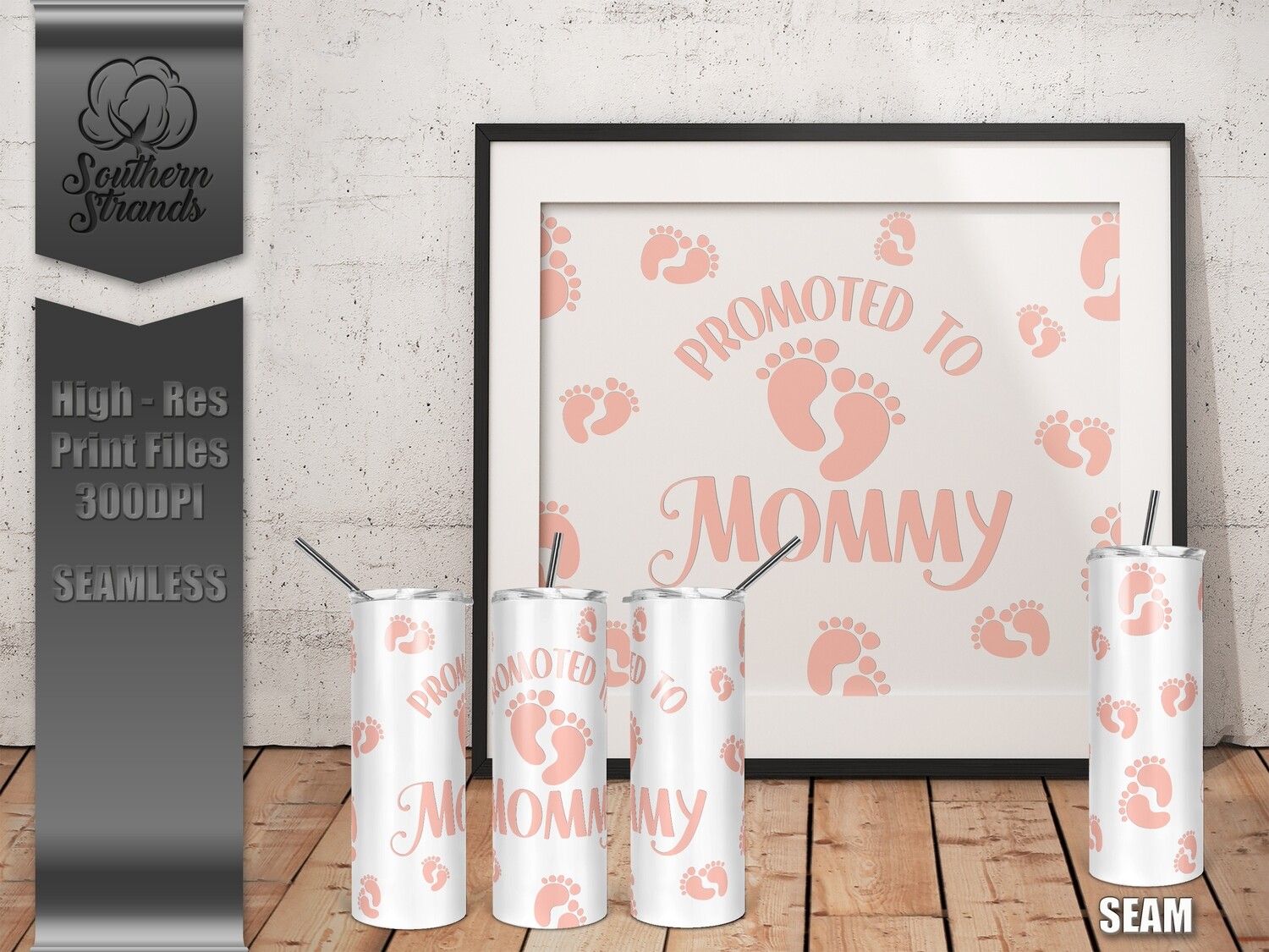 Promoted To Mommy - 4 Colors Included - Tumbler 20oz | SEAMLESS |  DIGITAL DESIGN