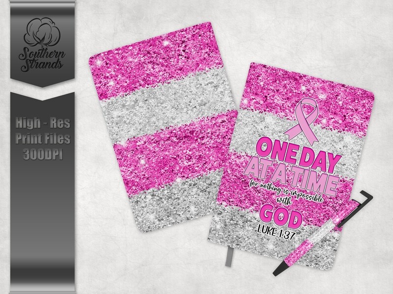One Day At A Time - God - Pink - Journal, Pen and Bookmark Set | 3 Sizes |  DIGITAL DESIGN