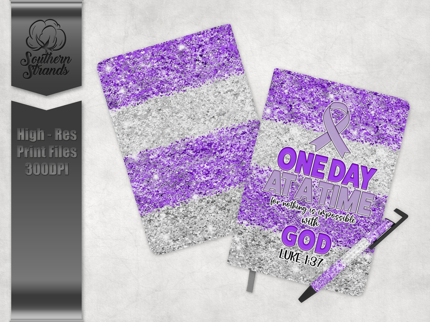 One Day At A Time - God - Purple - Journal, Pen and Bookmark Set | 3 Sizes |  DIGITAL DESIGN