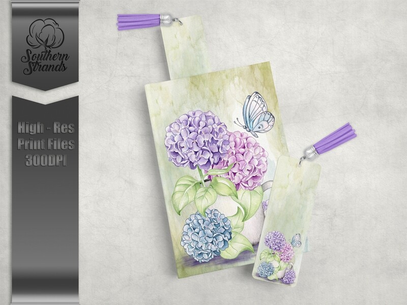 Spring Hydrangeas - Journal, Pen and Bookmark Set | 3 Sizes |  DIGITAL DESIGN