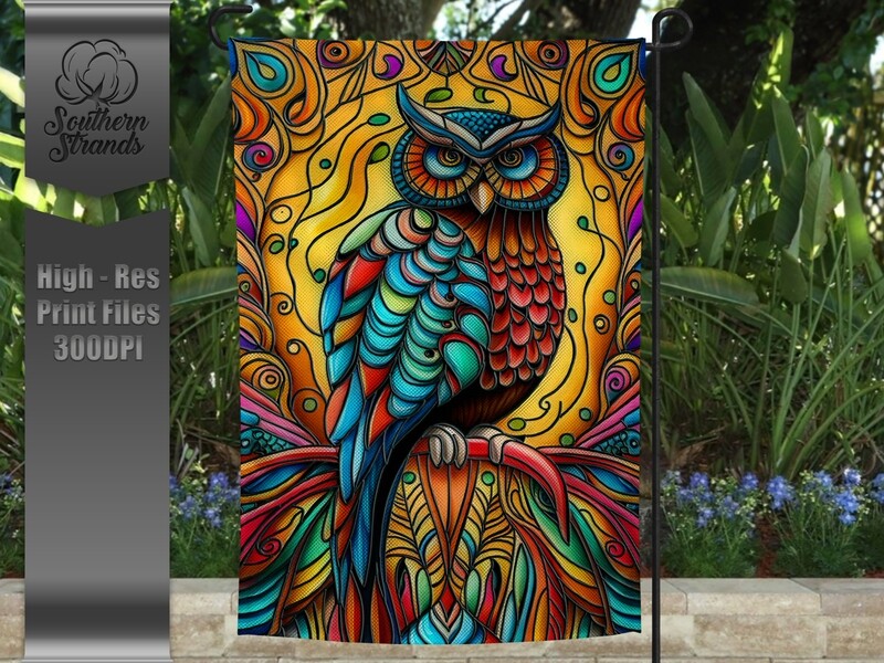 AAP EXCLUSIVE - Stained Glass Owl Garden Flag |  DIGITAL DESIGN