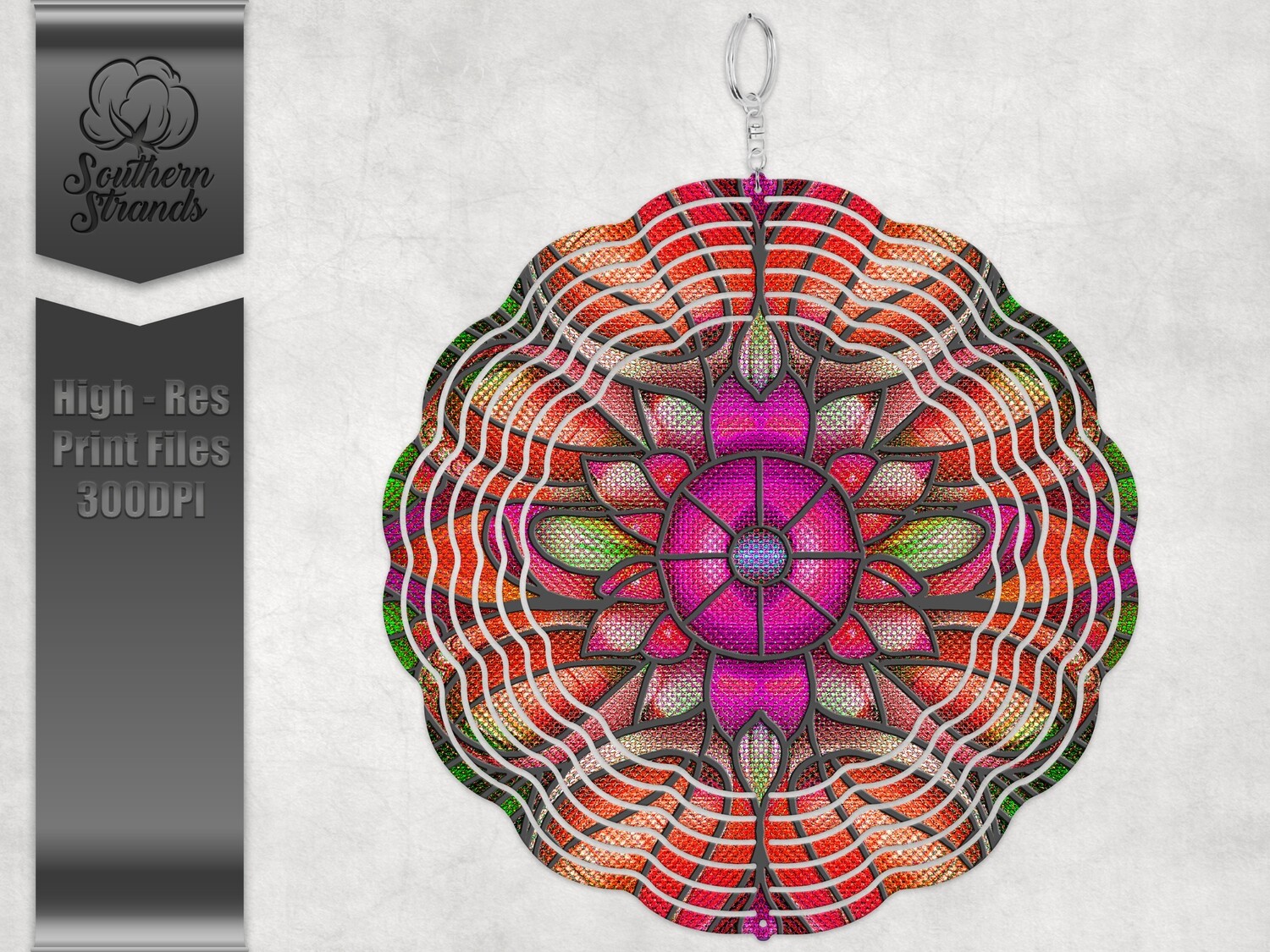 Bright Geometric Stained Glass - Wind Spinner | DIGITAL DESIGN